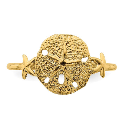 14K Yellow Gold Polished Sand Dollar Ring