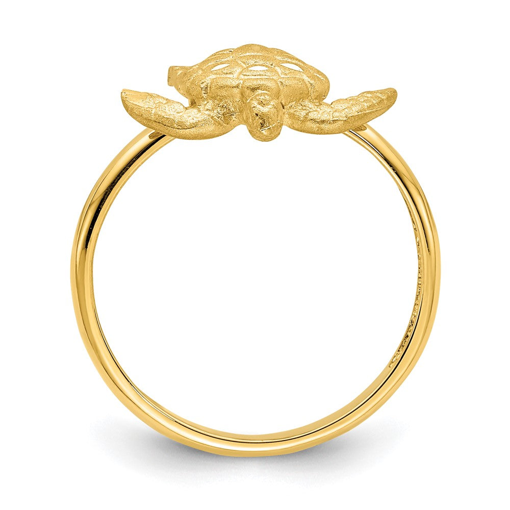 14K Yellow Gold Brushed & Polished D/C Turtle Ring
