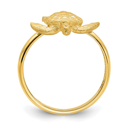 14K Yellow Gold Brushed & Polished D/C Turtle Ring