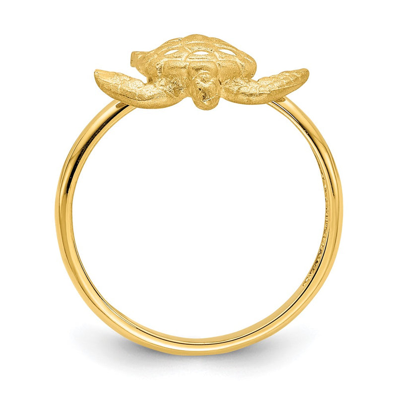 14K Yellow Gold Brushed & Polished D/C Turtle Ring