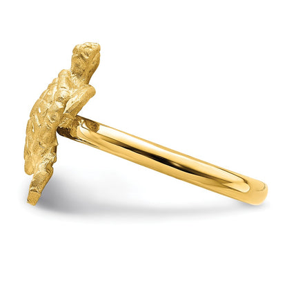 14K Yellow Gold Brushed & Polished D/C Turtle Ring