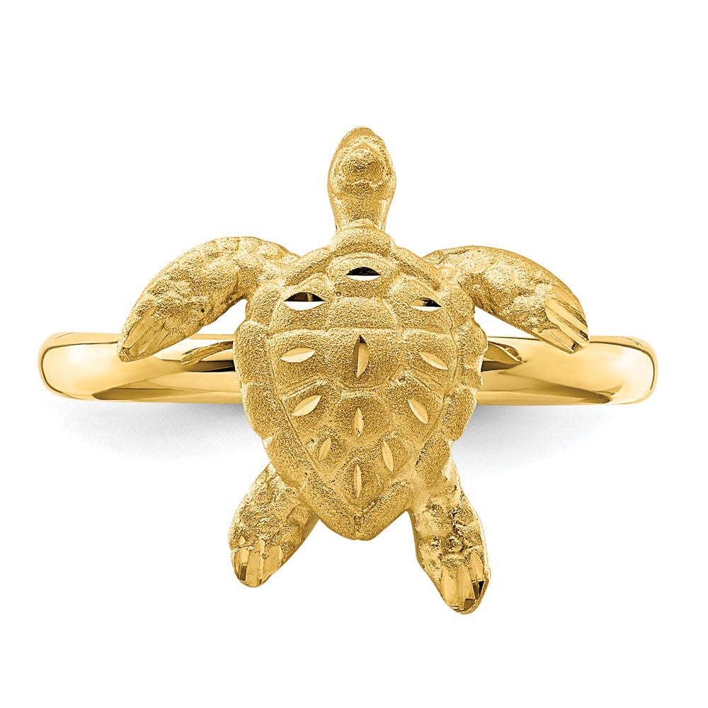 14K Yellow Gold Brushed & Polished D/C Turtle Ring