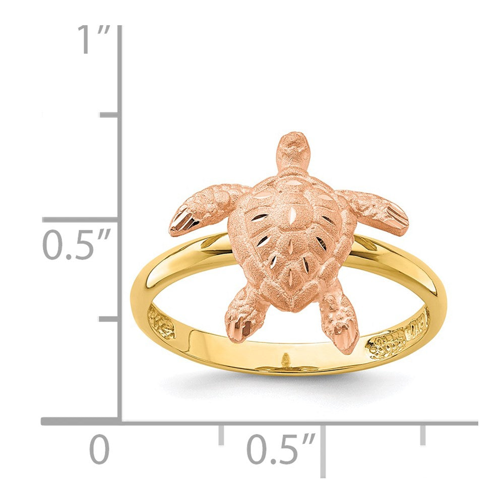 14K Two-Tone Gold Brushed & Polished D/C Turtle Ring