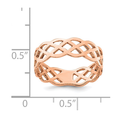 14K Rose Gold Polished Weave Ring