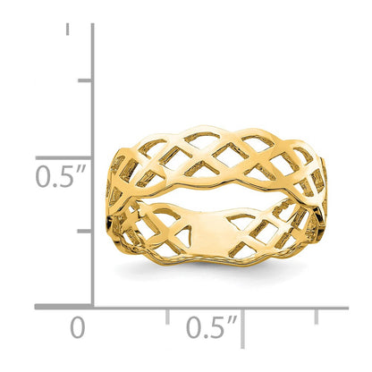 14K Yellow Gold Polished Weave Ring