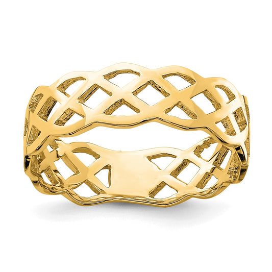 14K Yellow Gold Polished Weave Ring