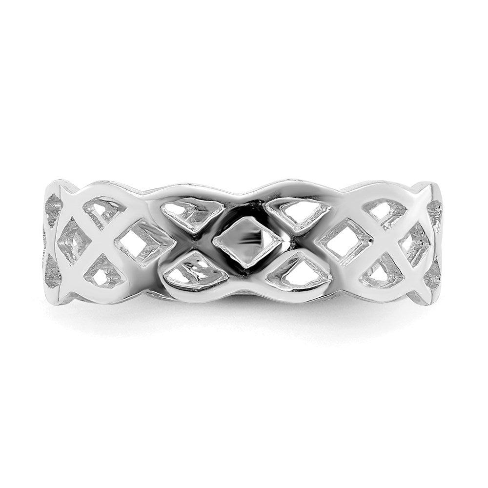14K White Gold Polished Weave Ring
