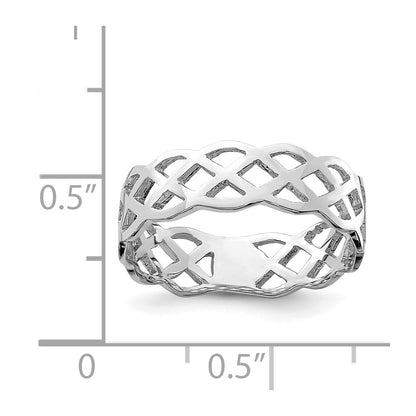 14K White Gold Polished Weave Ring