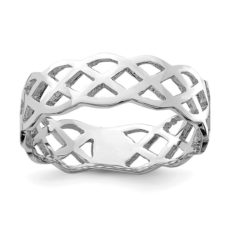 14K White Gold Polished Weave Ring