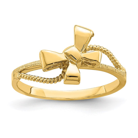 14K Yellow Gold Polished Bow Ring