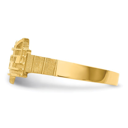 14K Yellow Gold Polished & Brushed Music Notes Ring
