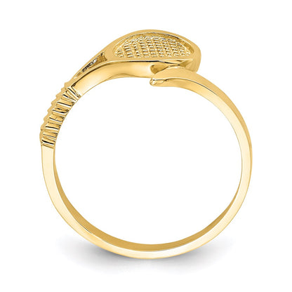 14K Yellow Gold Polished Tennis Racket Ring