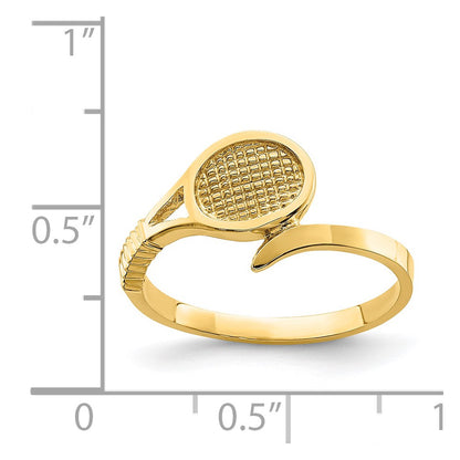 14K Yellow Gold Polished Tennis Racket Ring