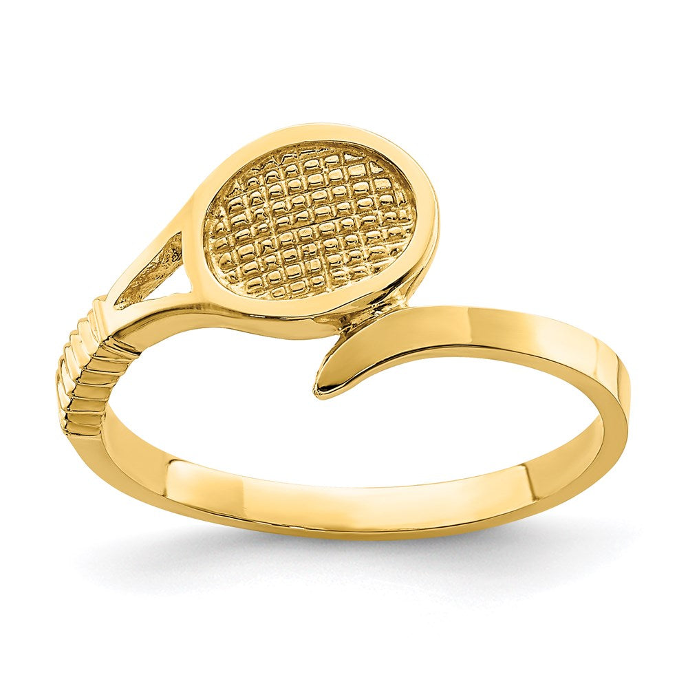 14K Yellow Gold Polished Tennis Racket Ring