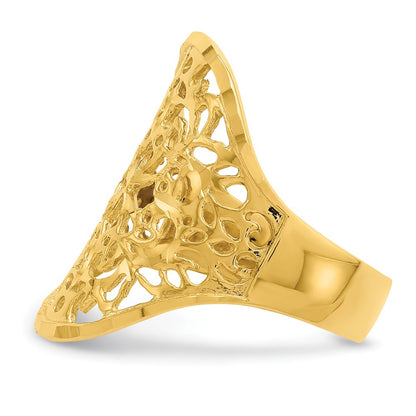 14K Yellow Gold Polished Filigree Ring