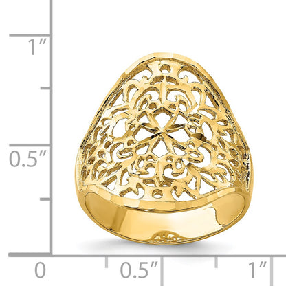 14K Yellow Gold Polished Filigree Ring