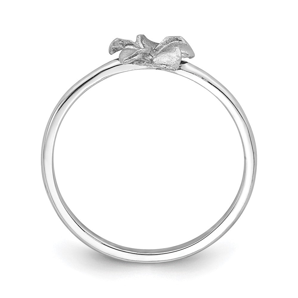 14K White Gold Brushed & Polished D/C Plumeria Ring