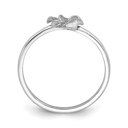 14K White Gold Brushed & Polished D/C Plumeria Ring