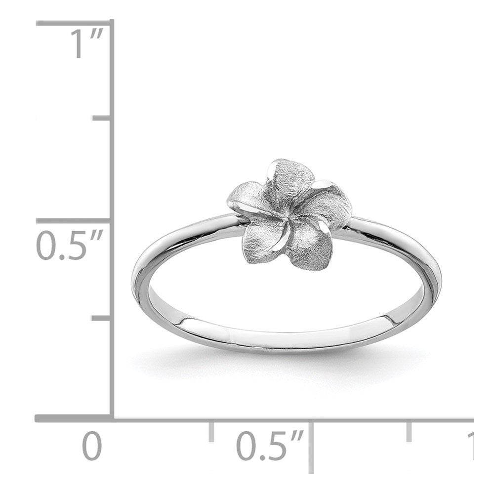 14K White Gold Brushed & Polished D/C Plumeria Ring