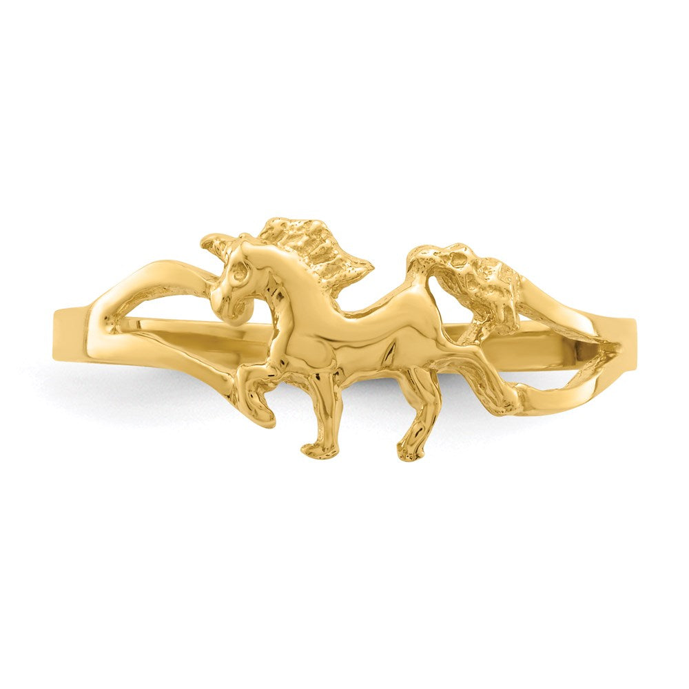14K Yellow Gold Polished Unicorn Ring