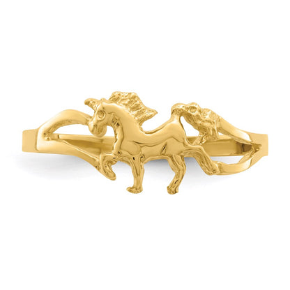 14K Yellow Gold Polished Unicorn Ring