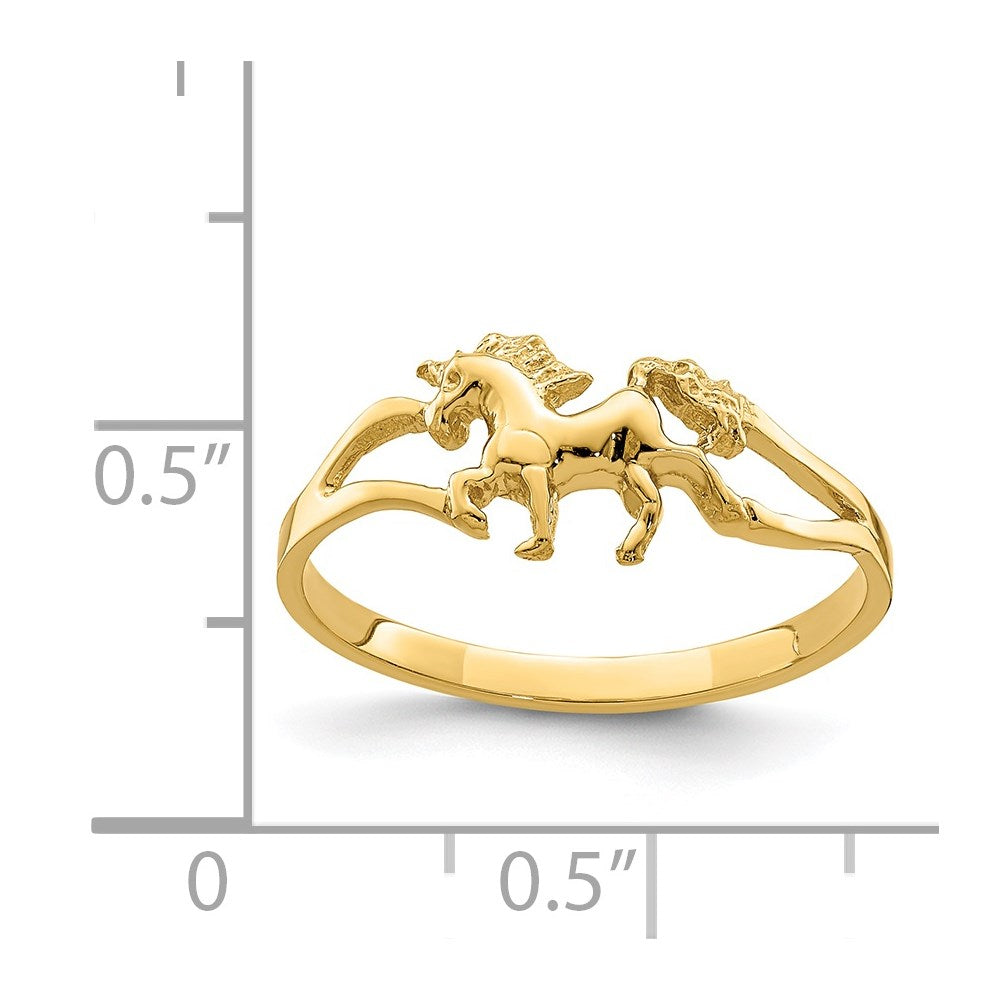 14K Yellow Gold Polished Unicorn Ring