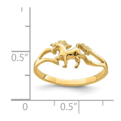 14K Yellow Gold Polished Unicorn Ring
