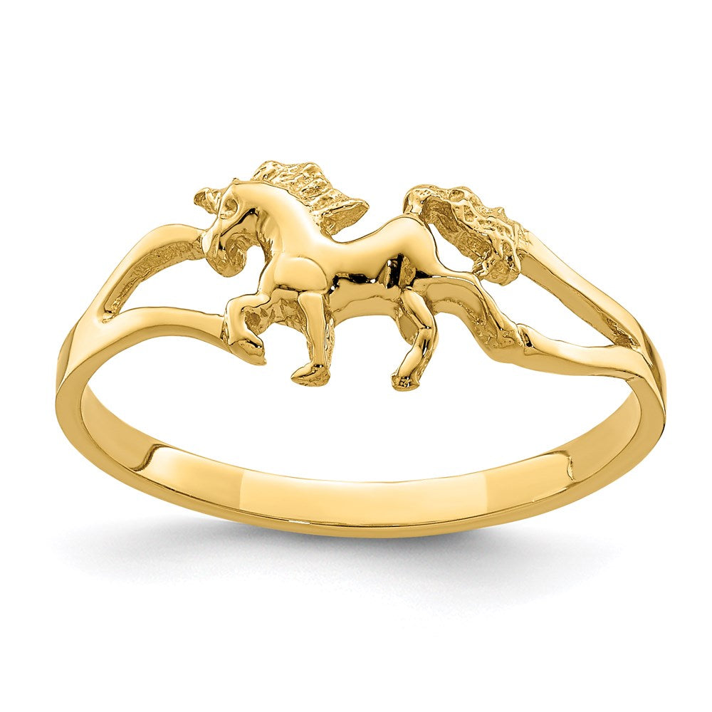 14K Yellow Gold Polished Unicorn Ring