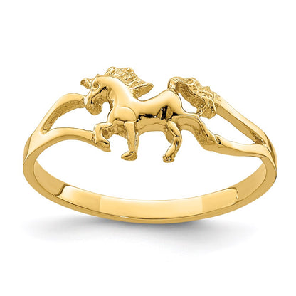 14K Yellow Gold Polished Unicorn Ring