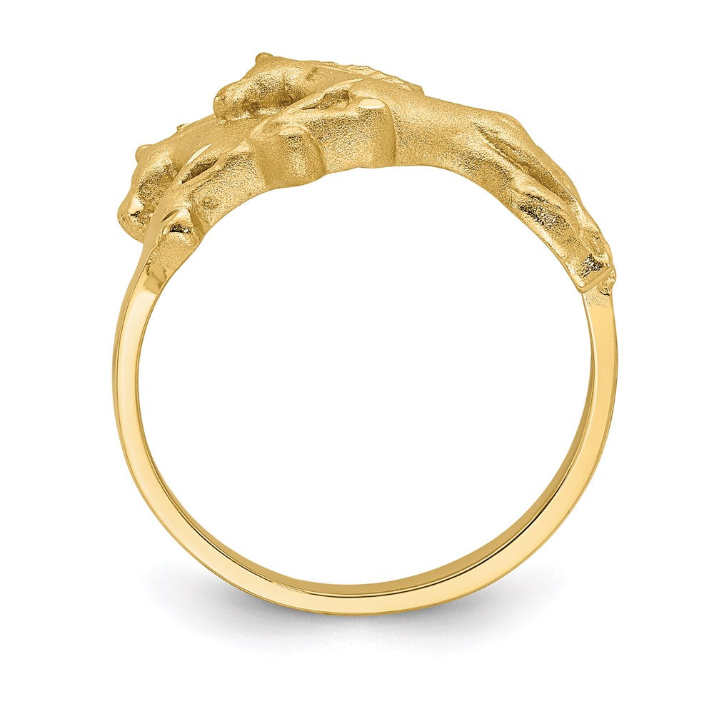 14K Yellow Gold Brushed & Polished D/C Horse Ring
