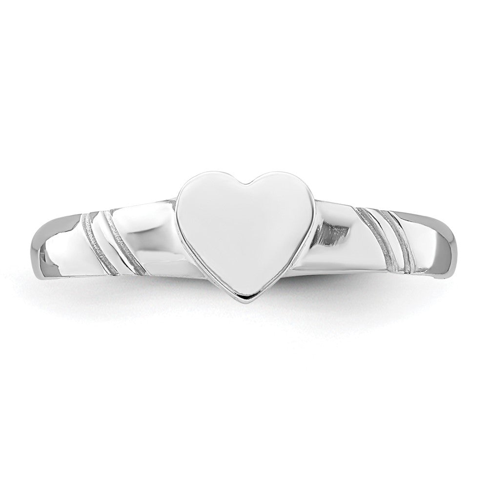 14K White Gold Polished Heart Children's Ring