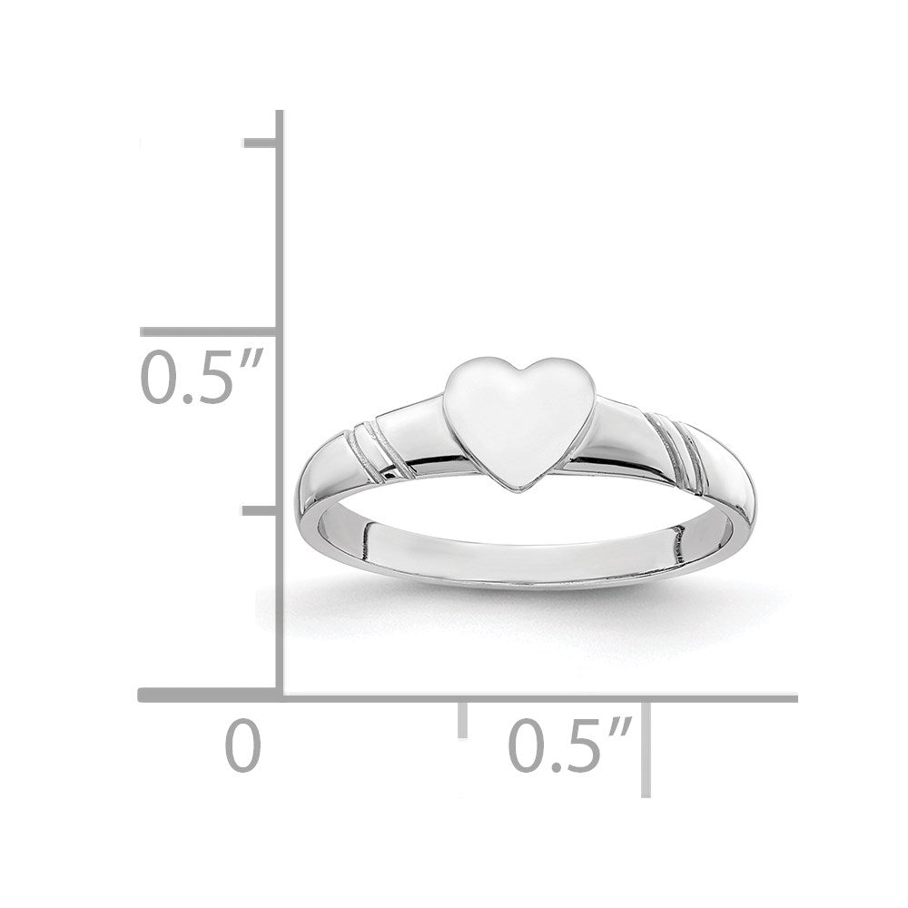 14K White Gold Polished Heart Children's Ring