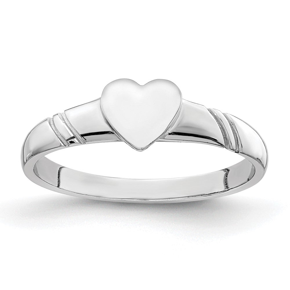 14K White Gold Polished Heart Children's Ring