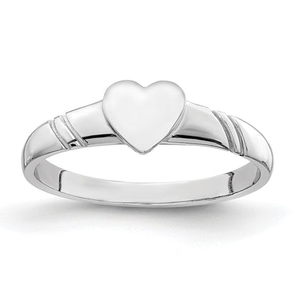 14K White Gold Polished Heart Children's Ring