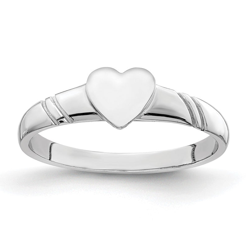 14K White Gold Polished Heart Children's Ring