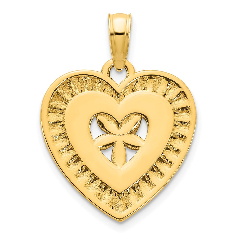 14k Yellow Goldy Fancy Heart Pendant