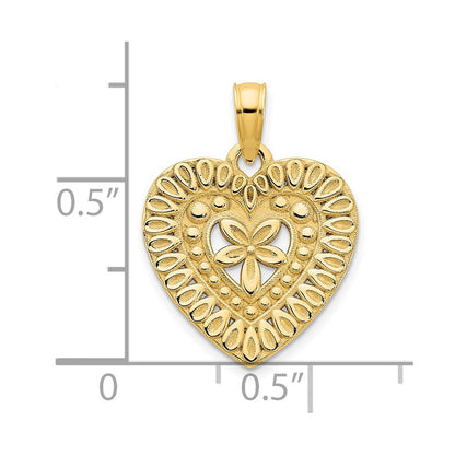 14k Yellow Goldy Fancy Heart Pendant