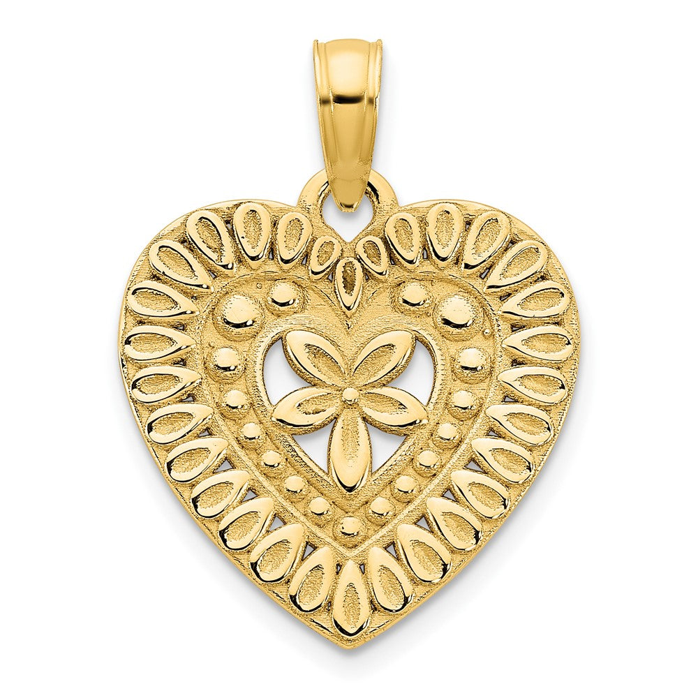 14k Yellow Goldy Fancy Heart Pendant