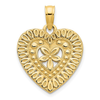 14k Yellow Goldy Fancy Heart Pendant
