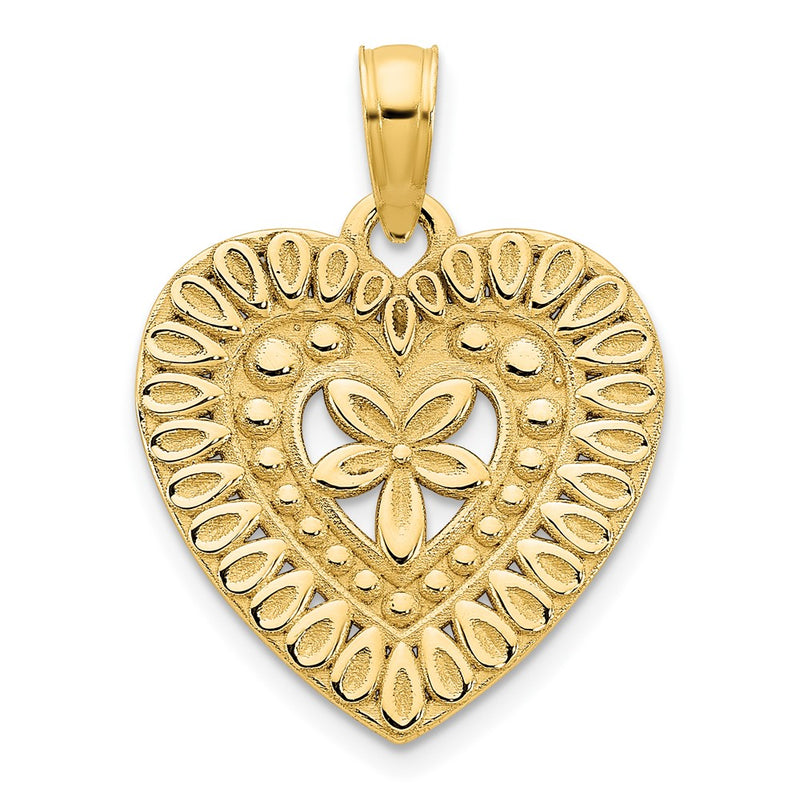 14k Yellow Goldy Fancy Heart Pendant