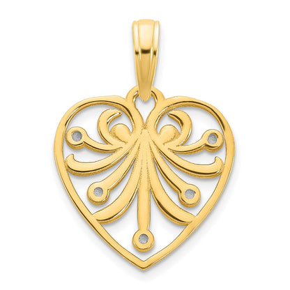 14k Yellow Gold Fancy Heart Pendant