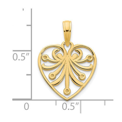 14k Yellow Gold Fancy Heart Pendant