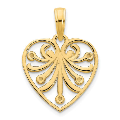 14k Yellow Gold Fancy Heart Pendant