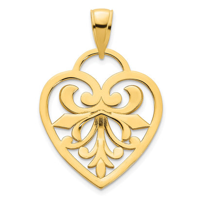 14k Yellow Goldy Fancy Heart Pendant