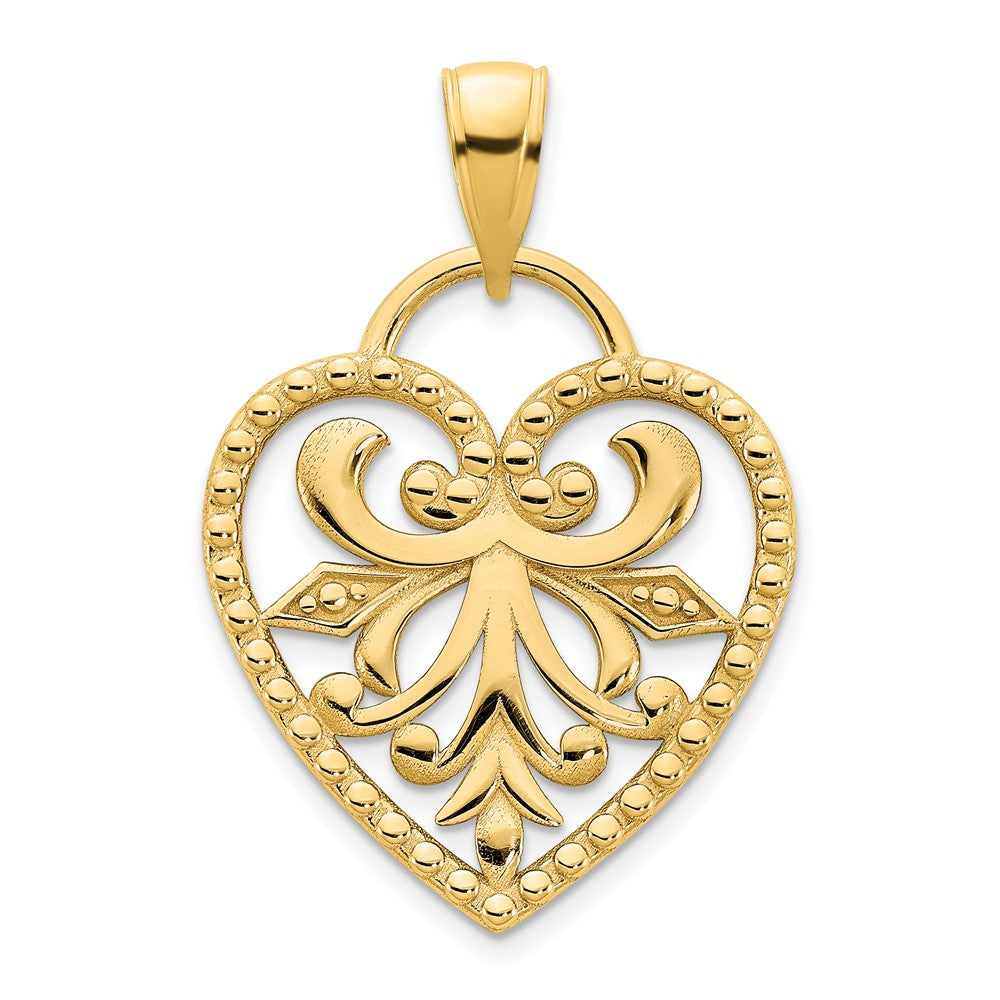 14k Yellow Goldy Fancy Heart Pendant