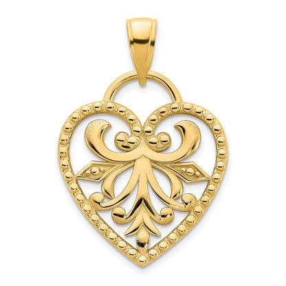 14k Yellow Goldy Fancy Heart Pendant