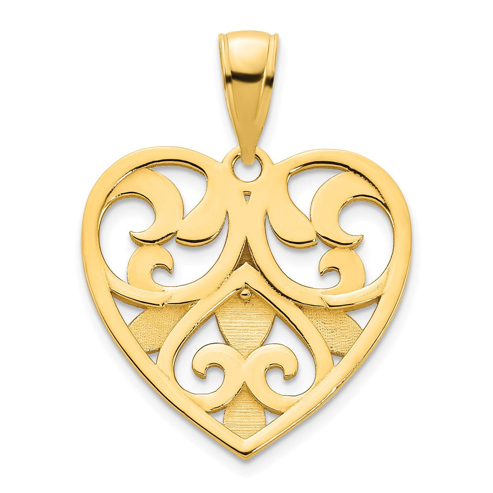 14k Yellow Goldy Fancy Heart Pendant