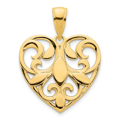 14k Yellow Goldy Fancy Heart Pendant