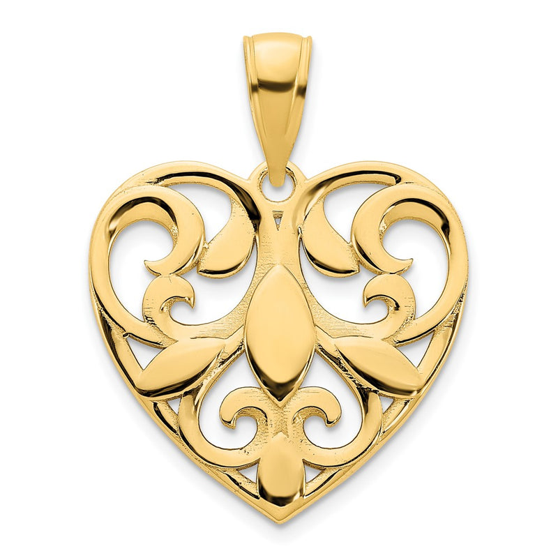 14k Yellow Goldy Fancy Heart Pendant
