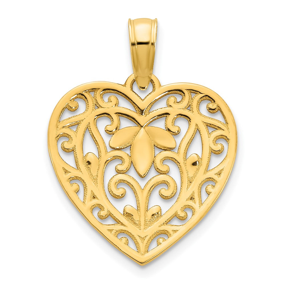 14k Yellow Gold Fancy Heart Pendant
